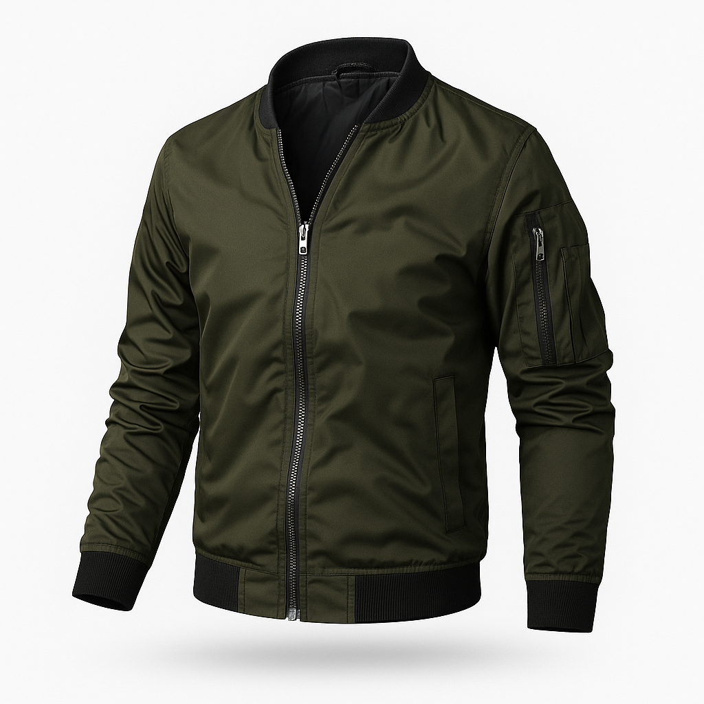 Bomberjacke | Reißverschluss | Winddicht | Sommerjacke | Herrenjacke-Grün-S-Chaps Herrenmode