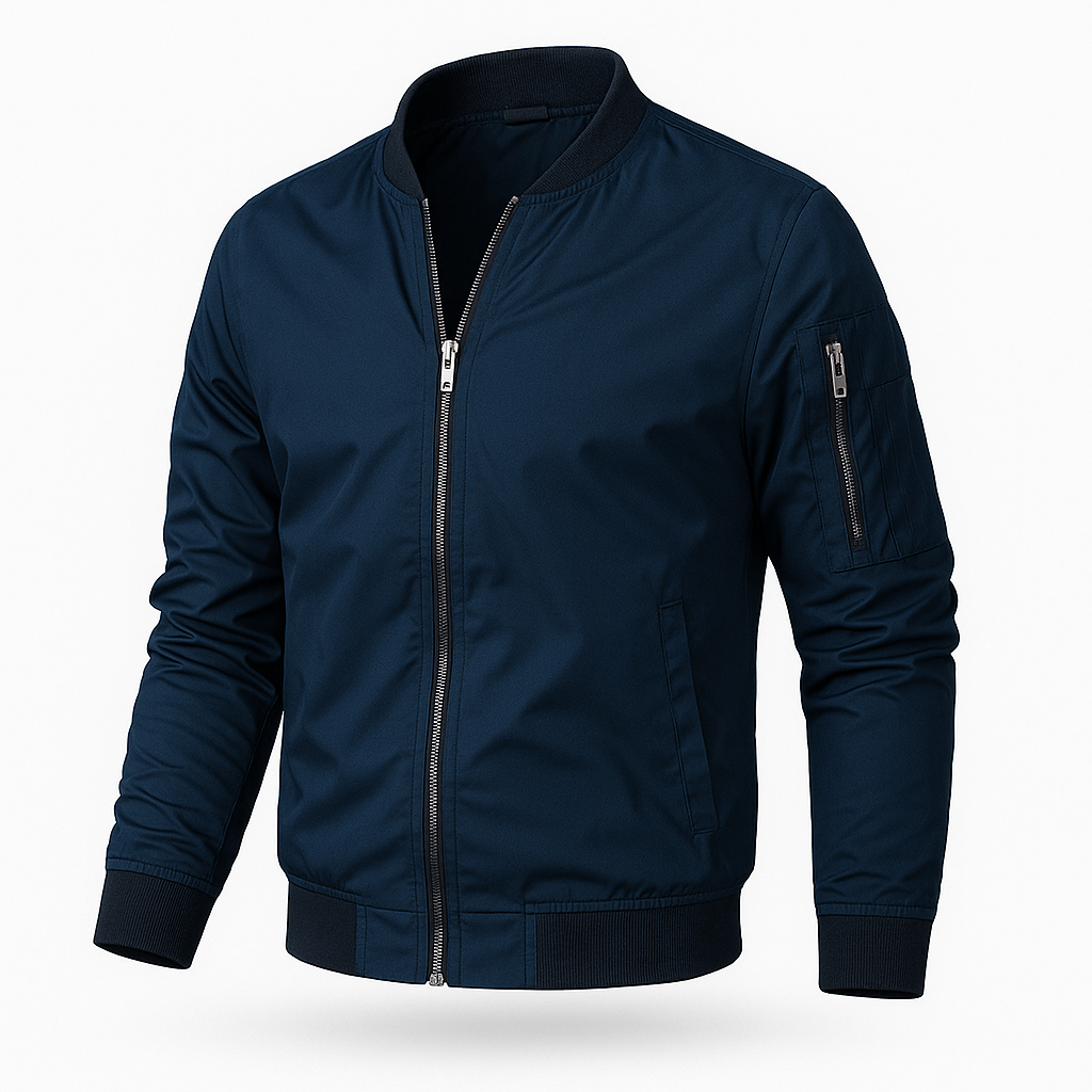 Bomberjacke | Reißverschluss | Winddicht | Sommerjacke | Herrenjacke-Marineblau-S-Chaps Herrenmode