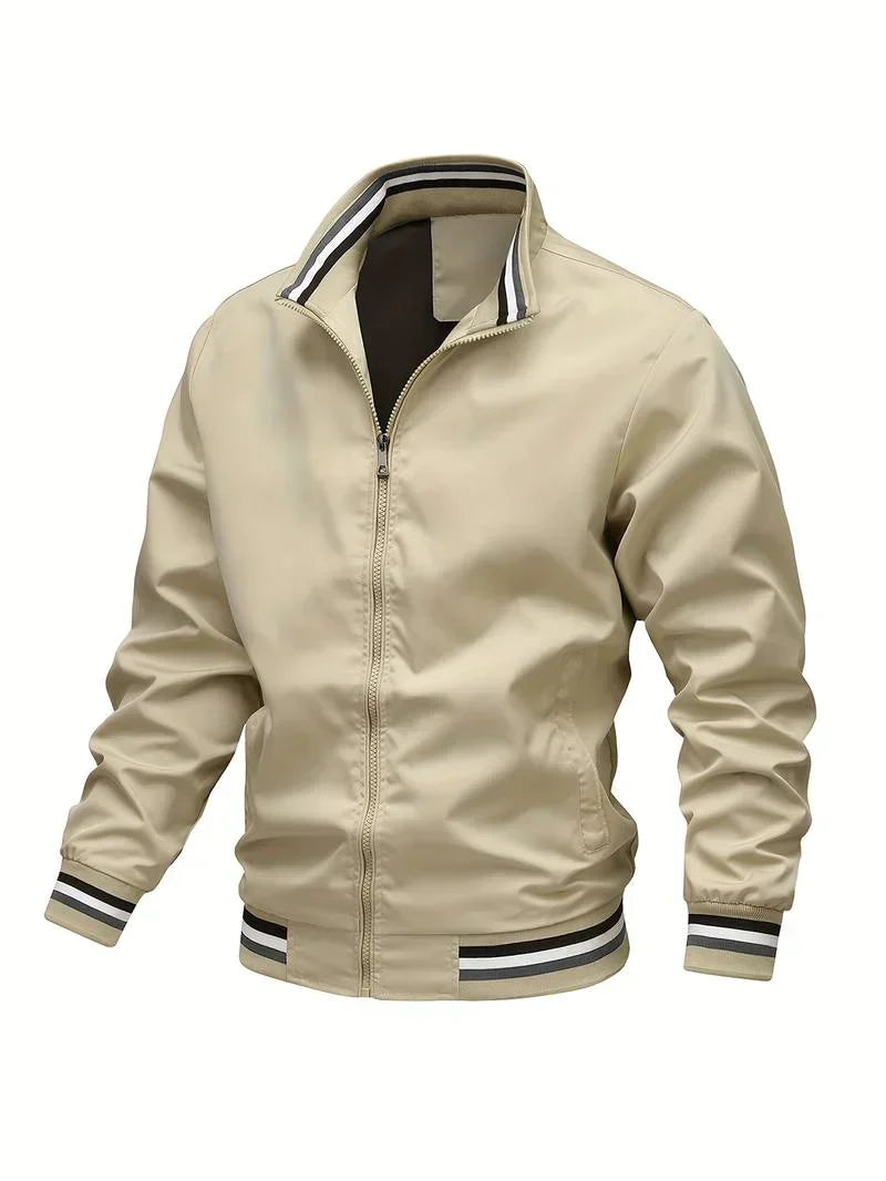 Bomberjacke – Winddichte, leichte Reißverschlussjacke für Herren-Khaki-S-Chaps Herrenmode