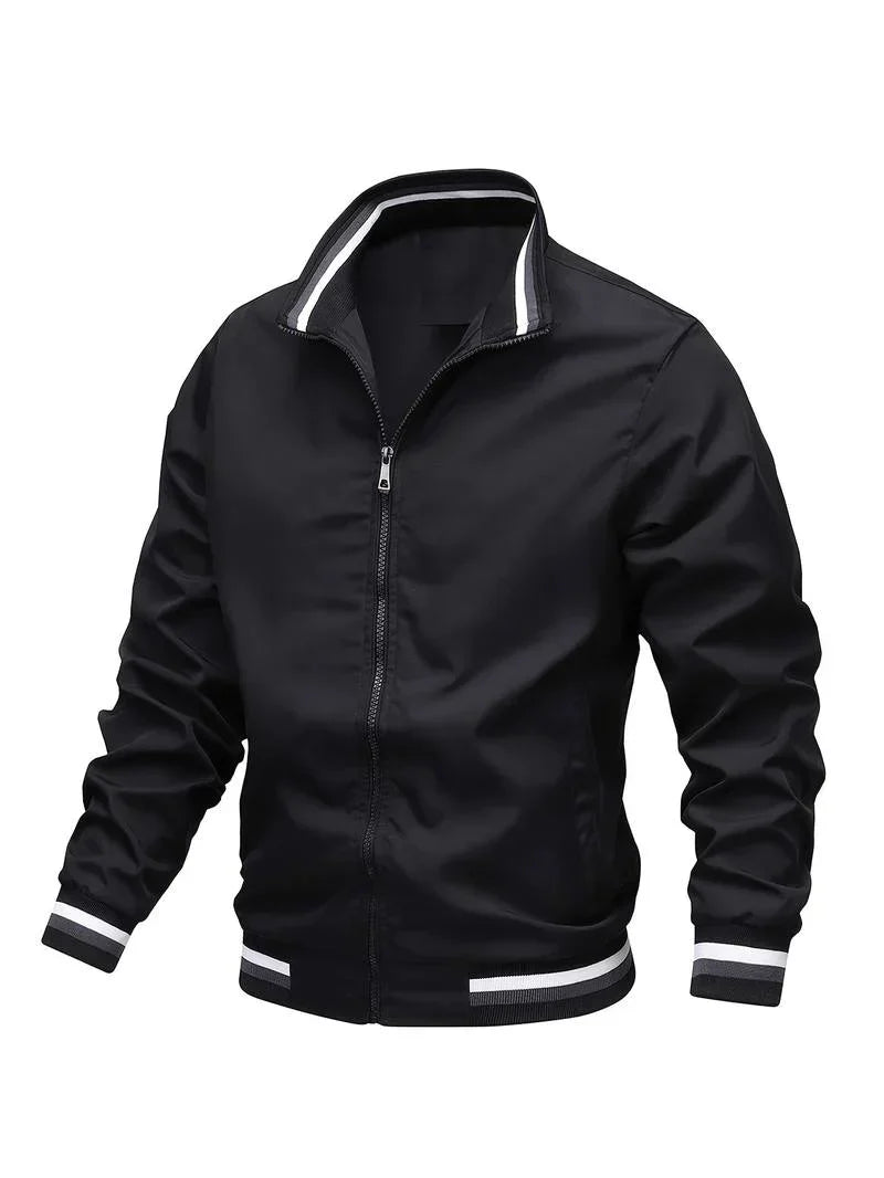 Bomberjacke – Winddichte, leichte Reißverschlussjacke für Herren-Schwarz-S-Chaps Herrenmode