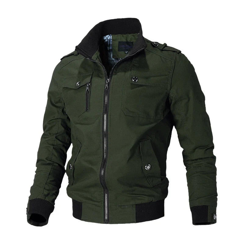 Bomberjacke – mit Reißverschluss – Herbst – Cargojacke – Herrenjacke-Grün-M-Chaps Herrenmode