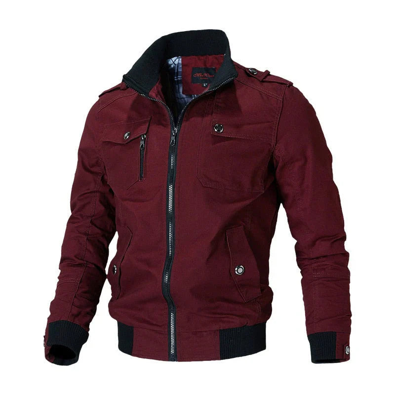 Bomberjacke – mit Reißverschluss – Herbst – Cargojacke – Herrenjacke-Rot-M-Chaps Herrenmode