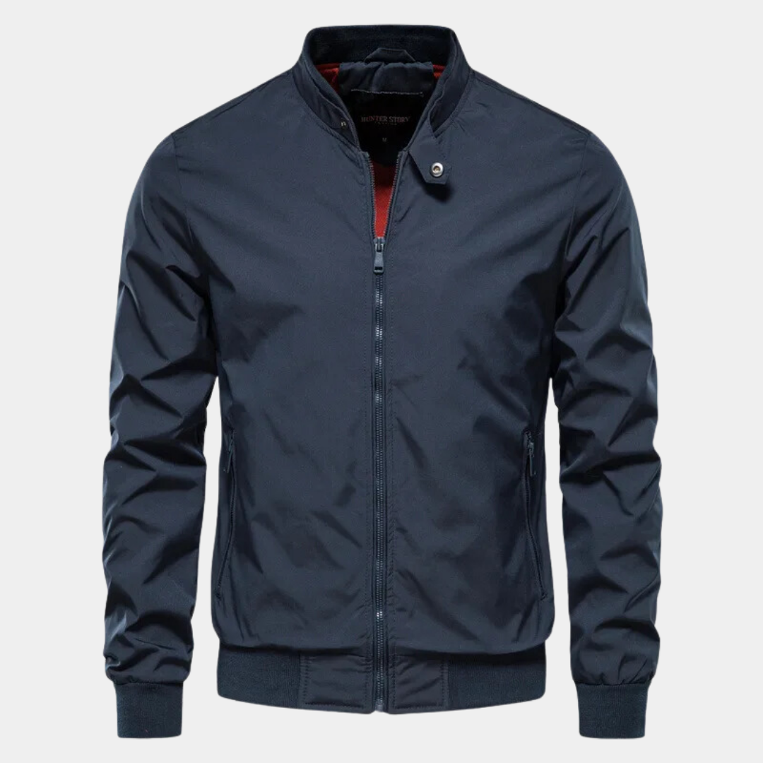 Bomberjacke – mit Reißverschluss – Herbst – Windjacke – Herrenjacke-Marineblau-S-Chaps Herrenmode