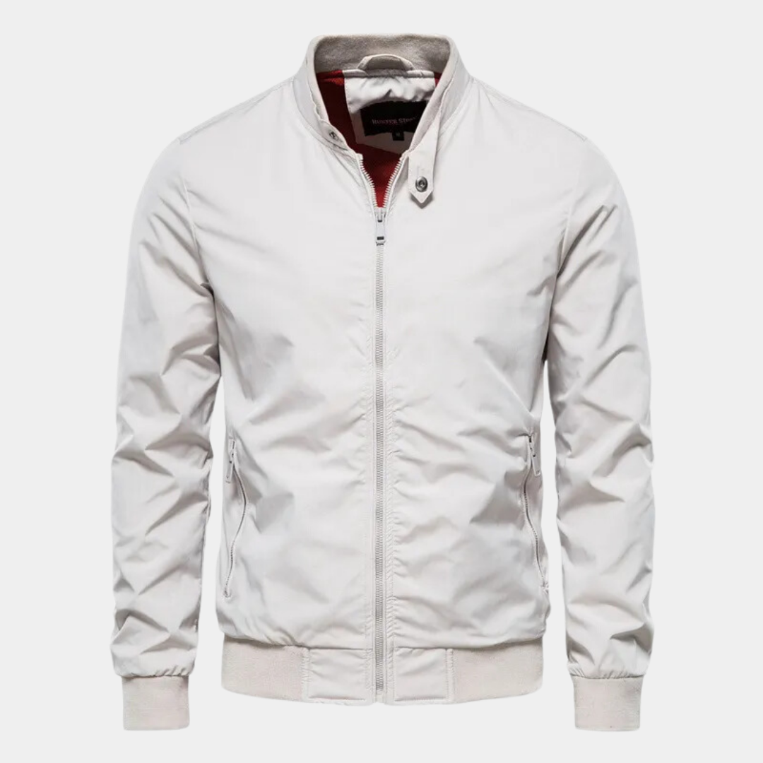 Bomberjacke – mit Reißverschluss – Herbst – Windjacke – Herrenjacke-Weiß-S-Chaps Herrenmode