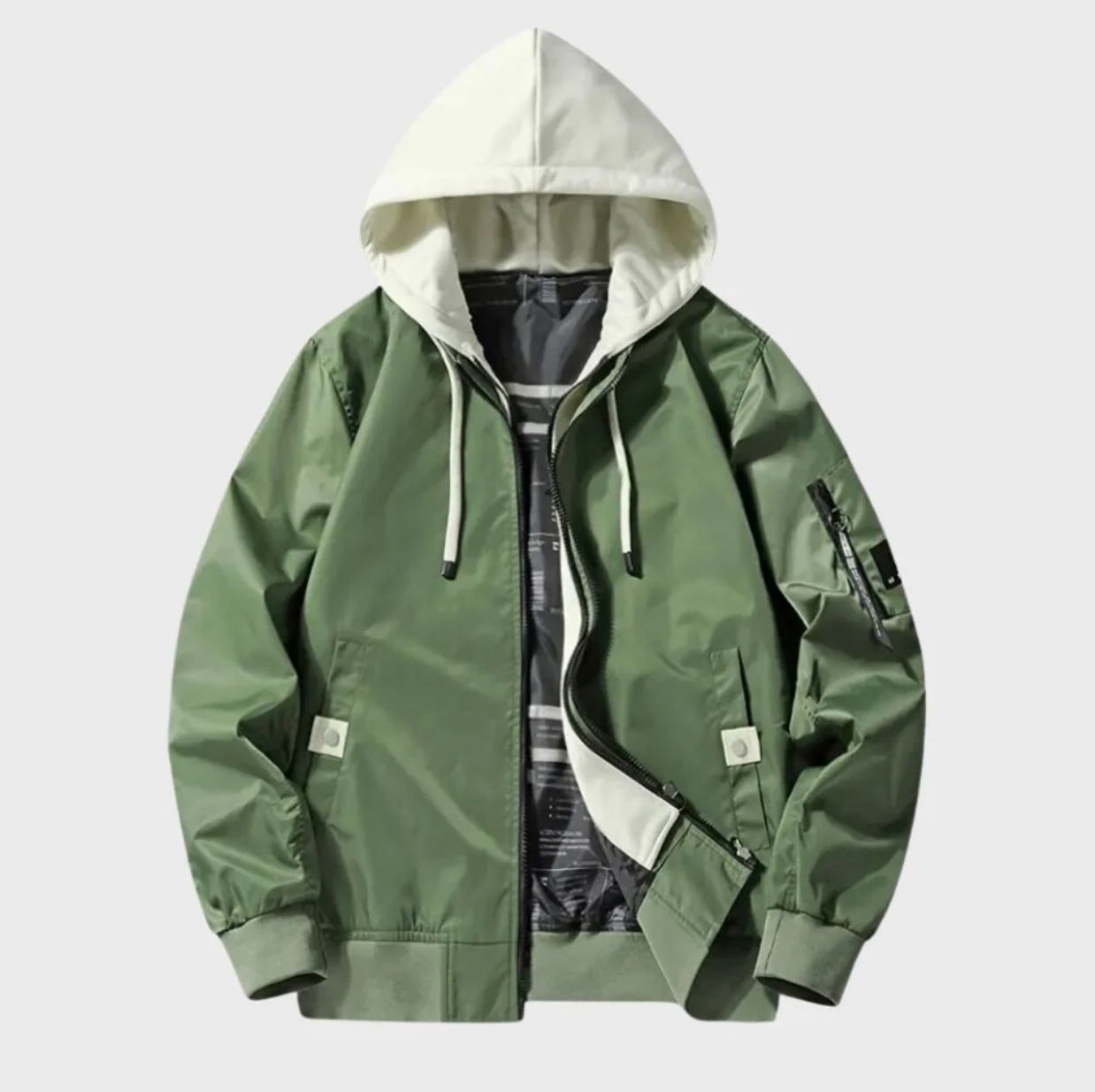 Bomberjacke – winddichte Herbstjacke für Herren mit Kapuze und Reißverschluss-Armeegrün-XS-Chaps Herrenmode