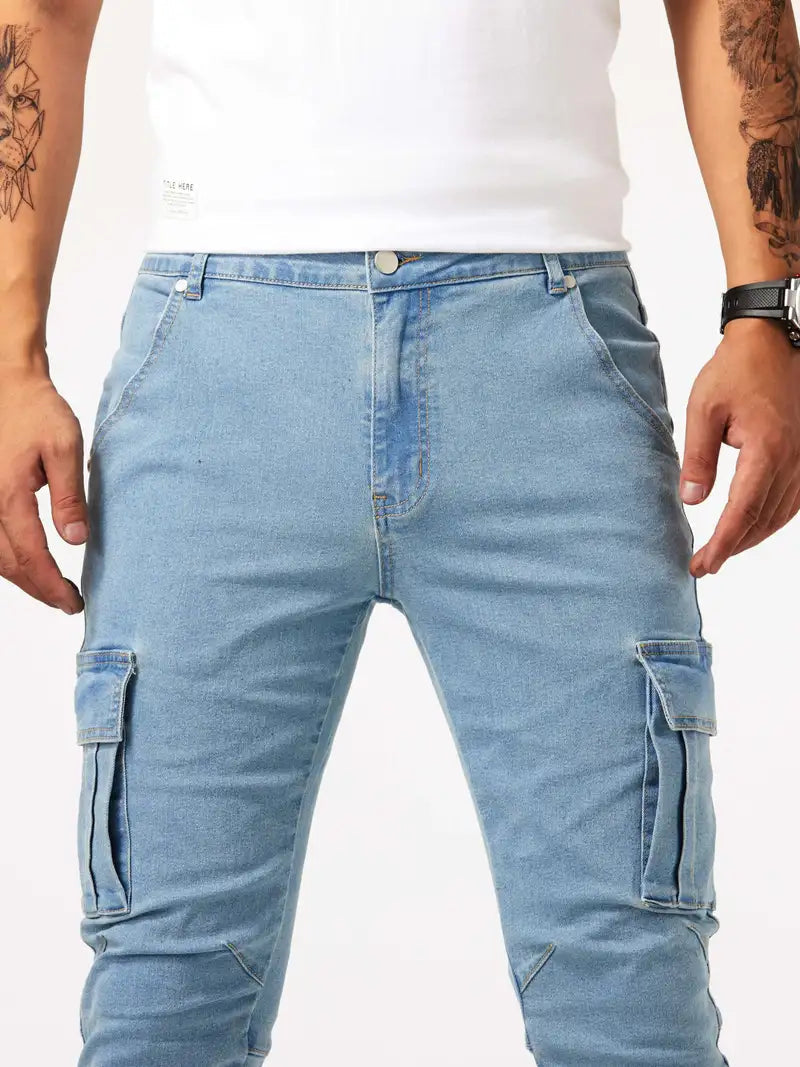Booker-Jeans | Lässige Cargohose für Männer-Blau-30-Chaps Herrenmode
