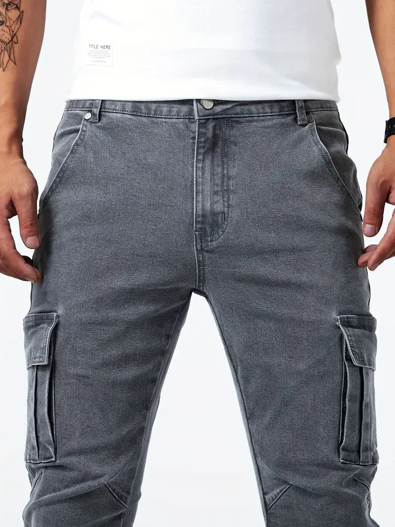 Booker-Jeans | Lässige Cargohose für Männer-Grau-30-Chaps Herrenmode