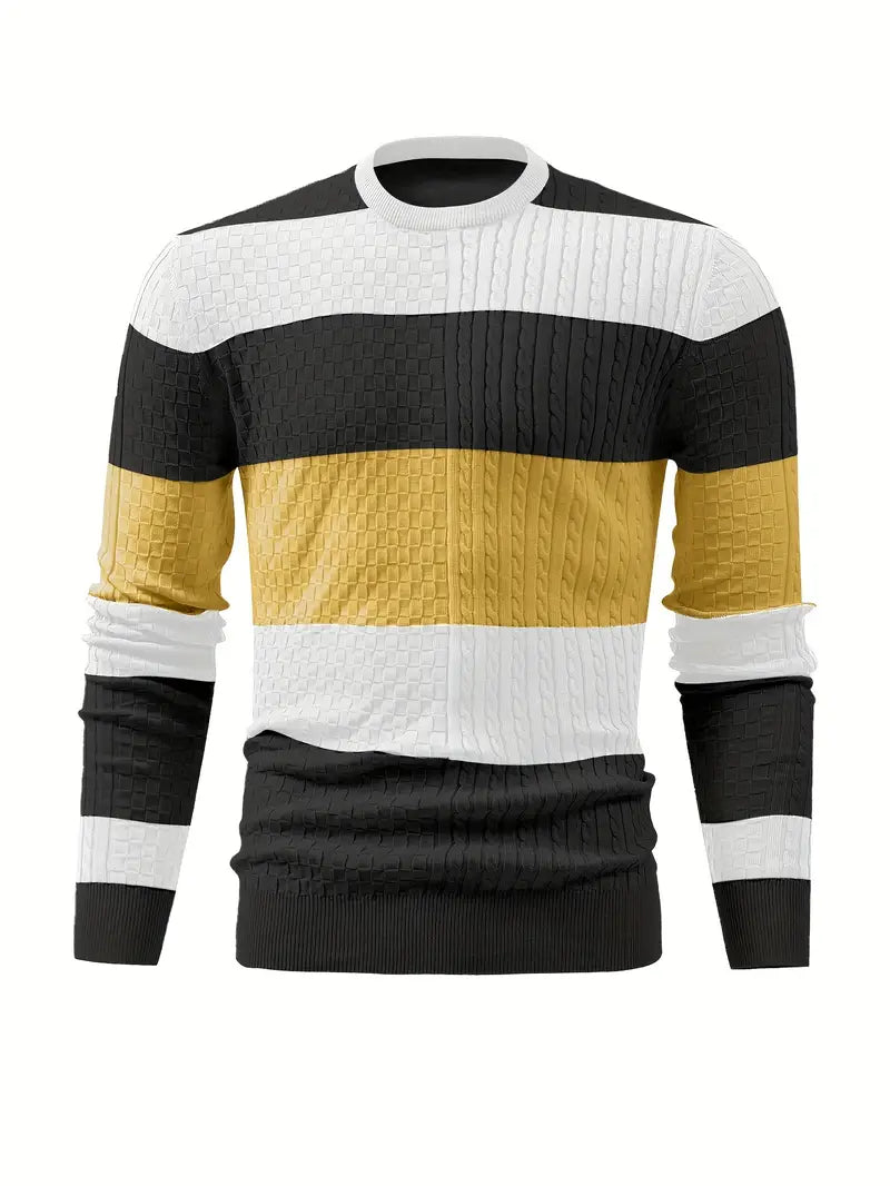 Brent Gestreifter Pulli | Stylischer Strickpullover für Männer-Schwarz-M-Chaps Herrenmode