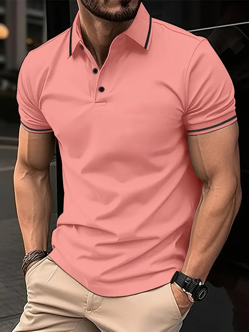Brock Polohemd | Stylisches Kurzarmhemd für Männer-Rosa-S-Chaps Herrenmode