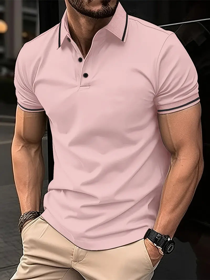 Brock Polohemd | Stylisches Kurzarmhemd für Männer-Rosa-grau-S-Chaps Herrenmode