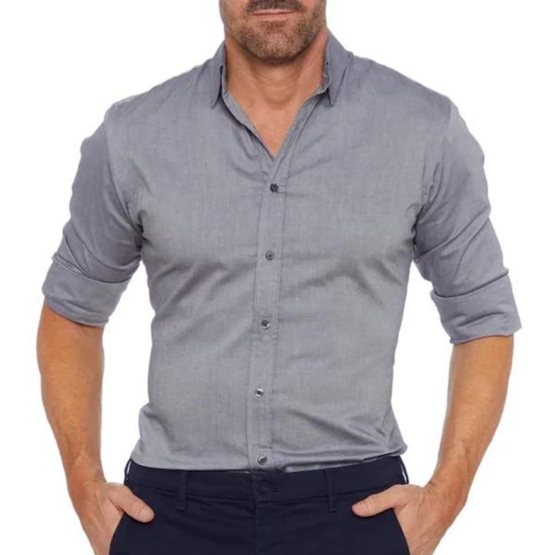 Bügelfreies Hemd - Button-Up - Langarm - Hemd - Herrenhemd-Chaps Herrenmode