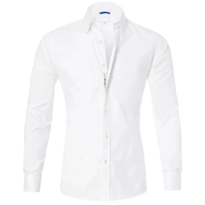 Bügelfreies Hemd - Button-Up - Langarm - Hemd - Herrenhemd-Weiß-S-Chaps Herrenmode