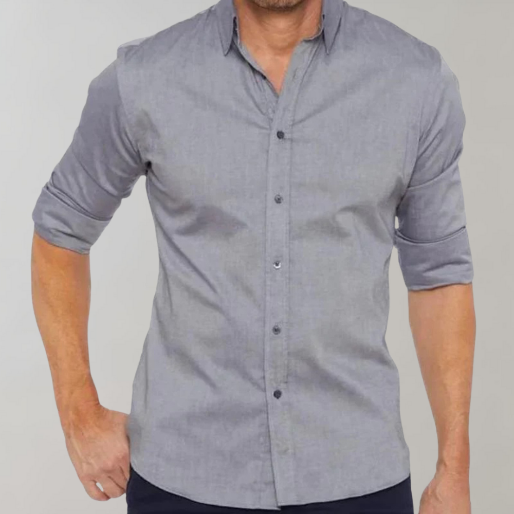 Bügelfreies Hemd – Knitterfrei – Mit Kragen – Dresshemd – Herrenhemd mit Knöpfen-Chaps Herrenmode