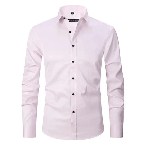 Bügelfreies Hemd | Langarm | Mit Knöpfen | Smokinghemd | Herrenhemden-Rosa-S-Chaps Herrenmode