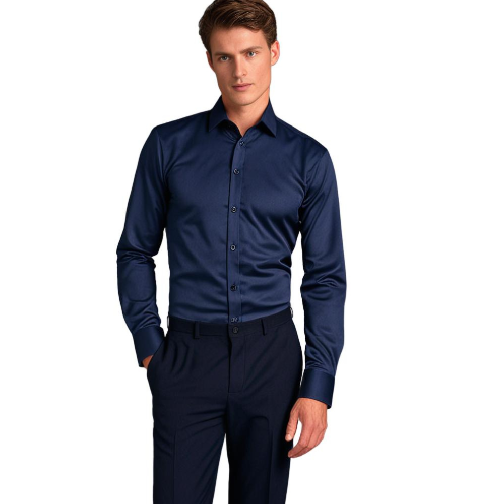 Bügelfreies Herrenhemd | Stretch | Slim Fit | Anzughemd | Button-Up Hemd-Chaps Herrenmode