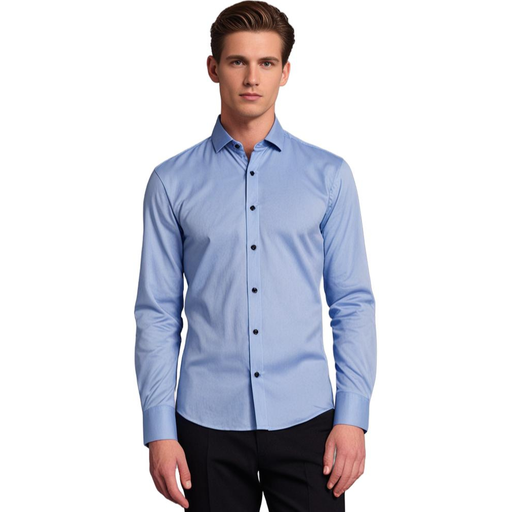 Bügelfreies Herrenhemd | Stretch | Slim Fit | Anzughemd | Button-Up Hemd-Chaps Herrenmode