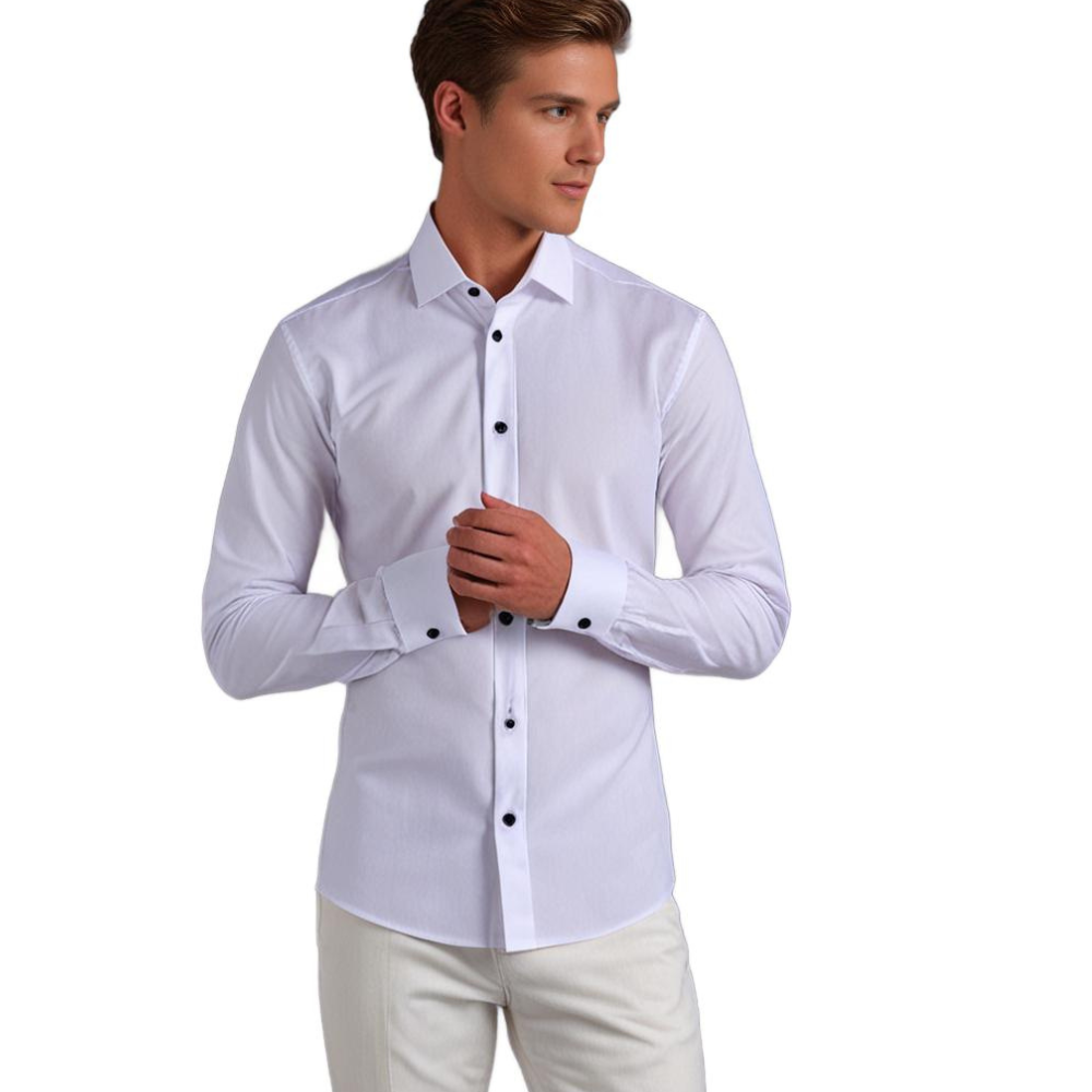Bügelfreies Herrenhemd | Stretch | Slim Fit | Anzughemd | Button-Up Hemd-Chaps Herrenmode