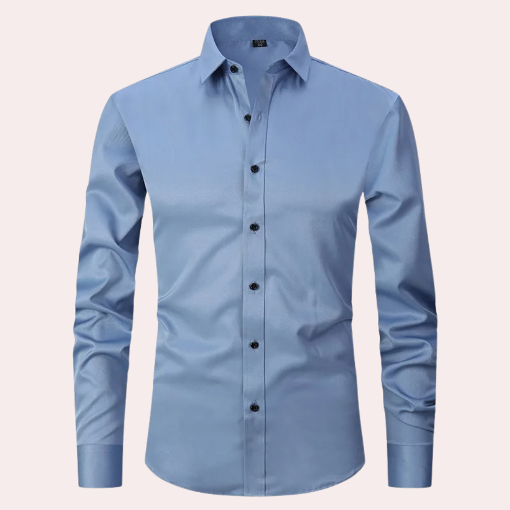 Bügelfreies Herrenhemd | Stretch | Slim Fit | Anzughemd | Button-Up Hemd-Hellblau-S-Chaps Herrenmode