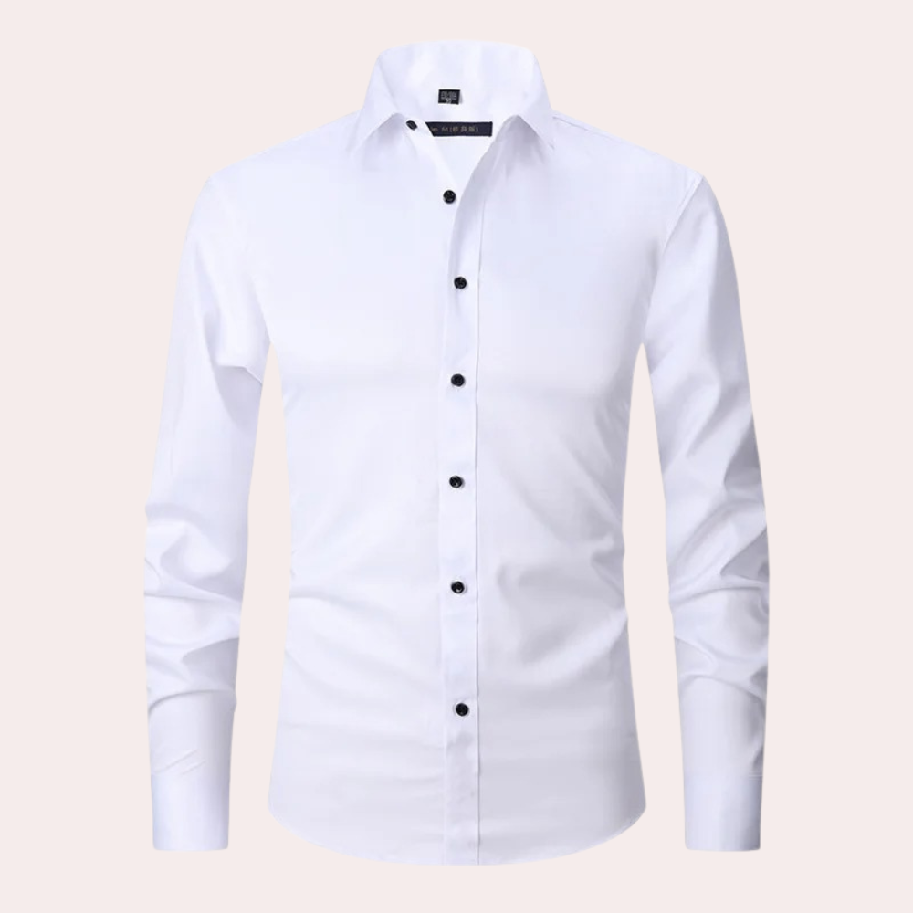 Bügelfreies Herrenhemd | Stretch | Slim Fit | Anzughemd | Button-Up Hemd-Weiß-S-Chaps Herrenmode