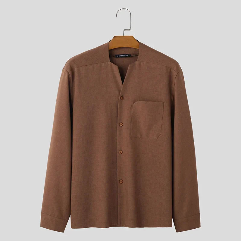 Button-Down-Hemd – locker sitzendes Langarm-Freizeithemd für Herren-Chaps Herrenmode