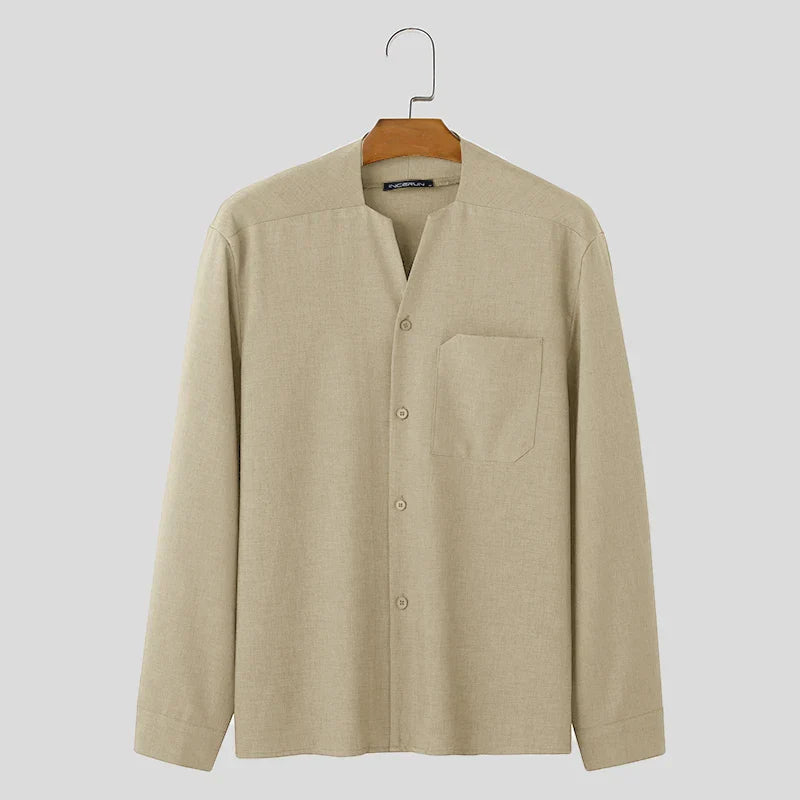 Button-Down-Hemd – locker sitzendes Langarm-Freizeithemd für Herren-Chaps Herrenmode