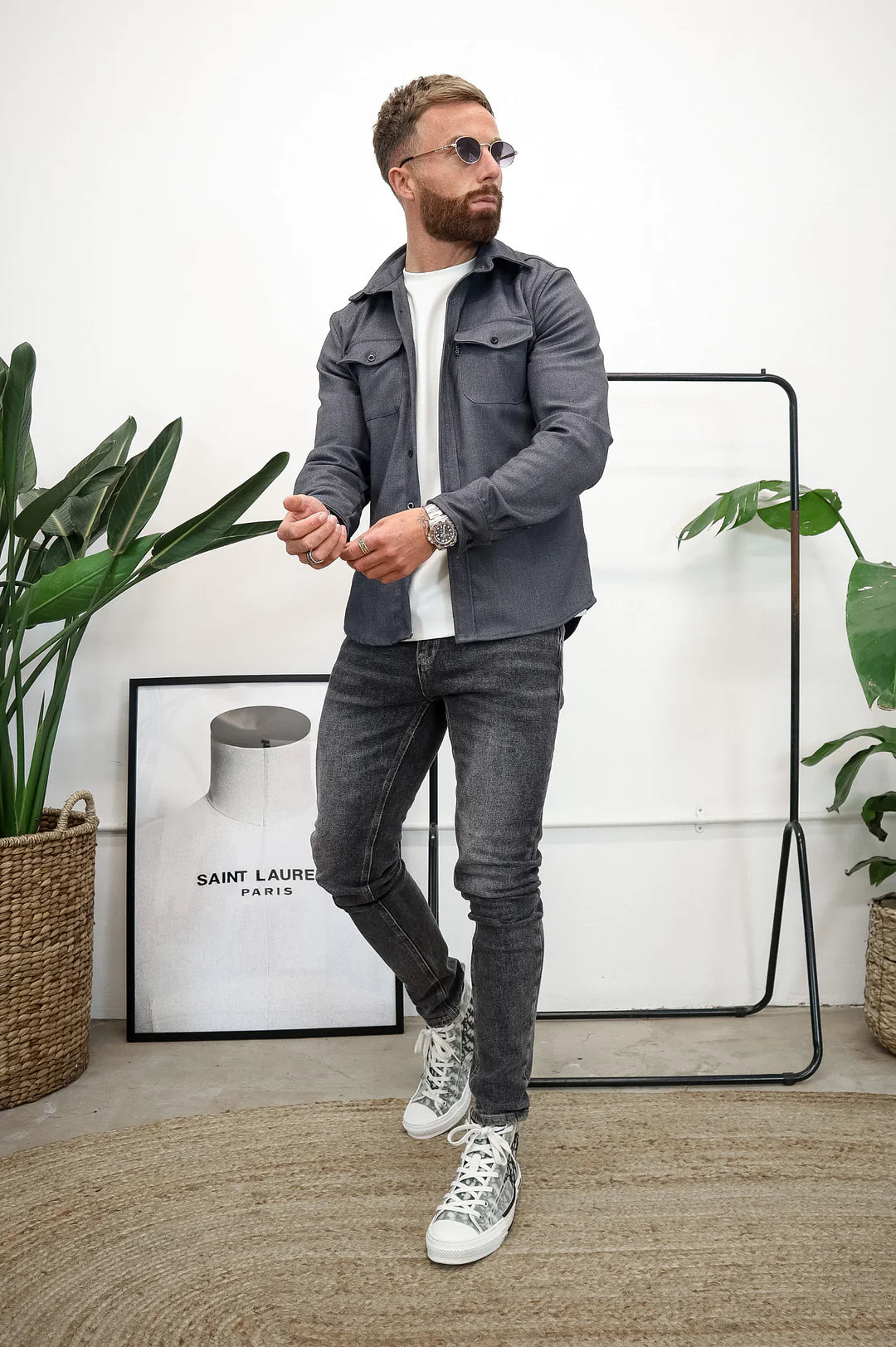 Button-Up Hemd - Brusttaschen - Langarm - Überhemd - Herrenhemd-Chaps Herrenmode