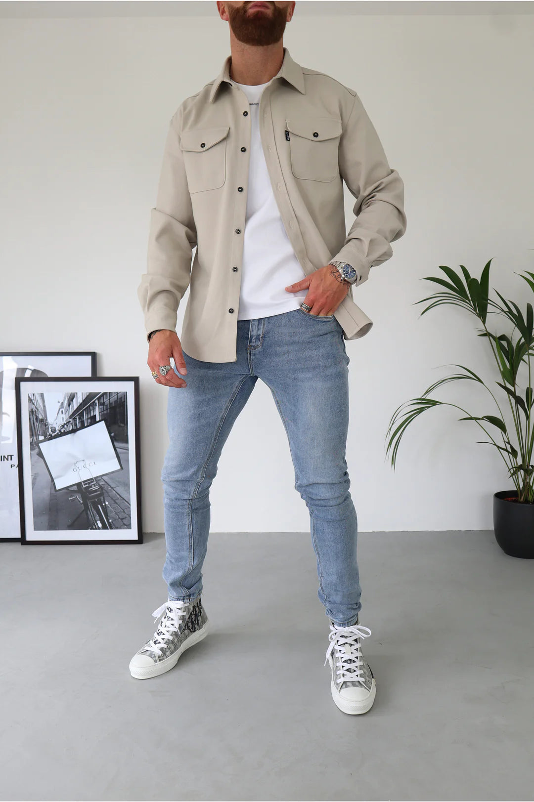 Button-Up Hemd - Brusttaschen - Langarm - Überhemd - Herrenhemd-Chaps Herrenmode
