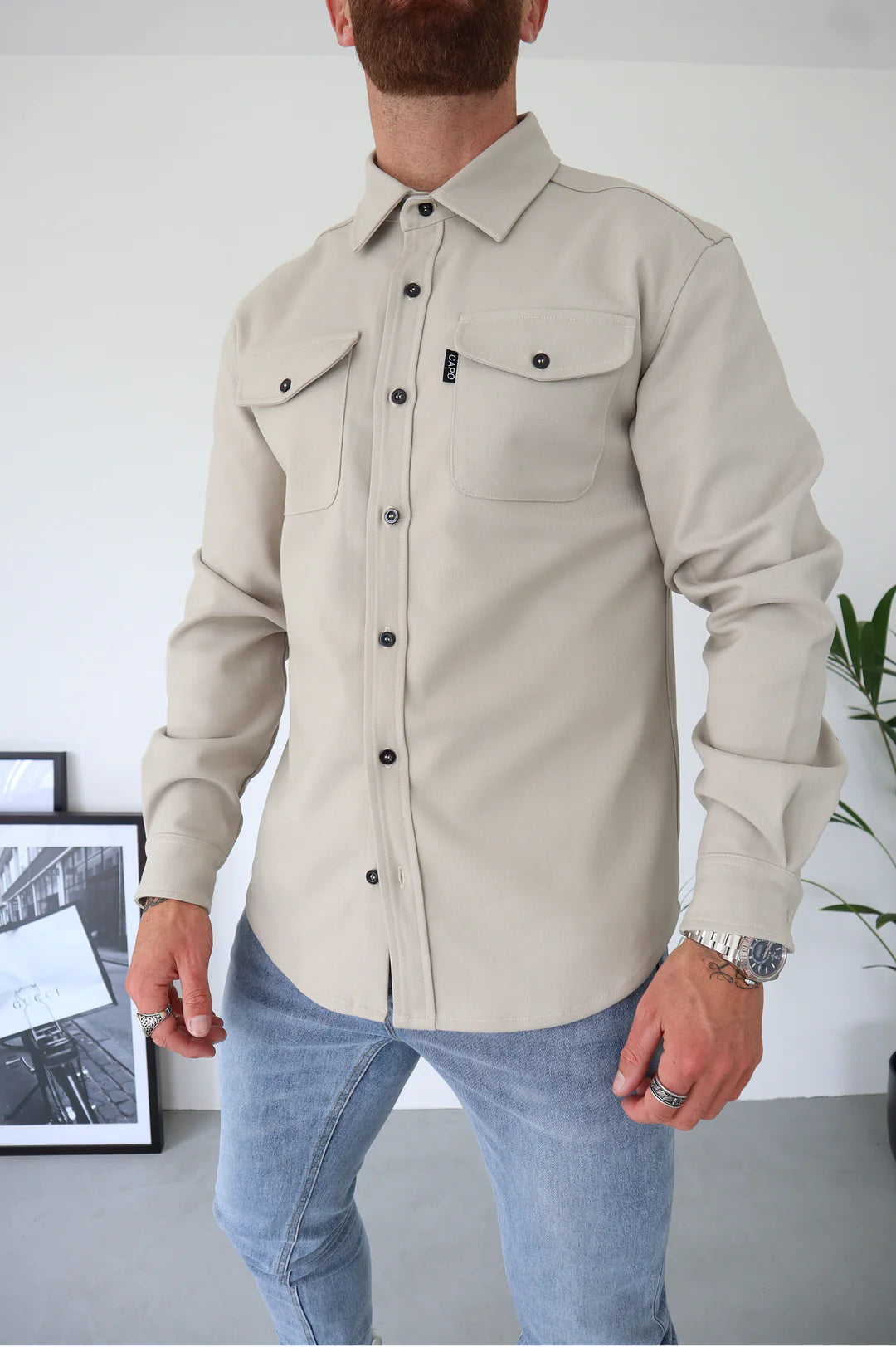 Button-Up Hemd - Brusttaschen - Langarm - Überhemd - Herrenhemd-Chaps Herrenmode