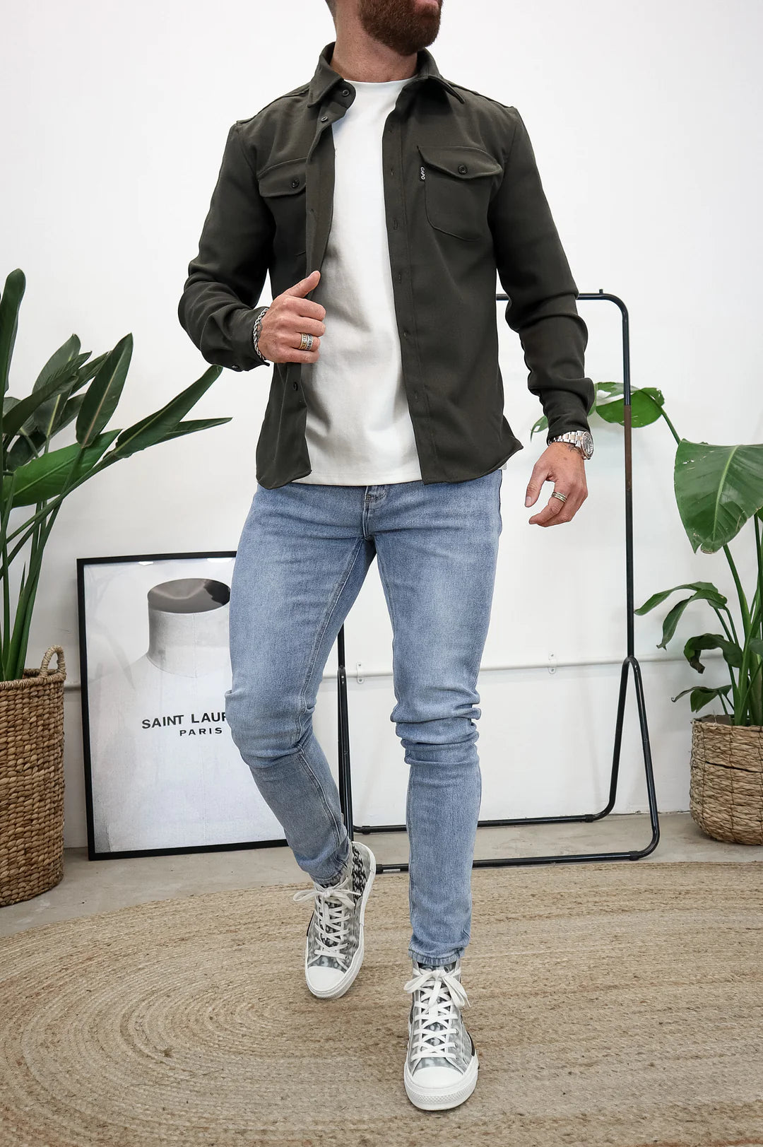 Button-Up Hemd - Brusttaschen - Langarm - Überhemd - Herrenhemd-Chaps Herrenmode