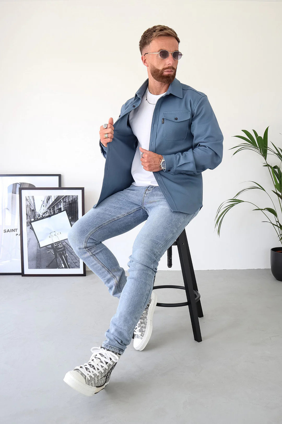 Button-Up Hemd - Brusttaschen - Langarm - Überhemd - Herrenhemd-Chaps Herrenmode