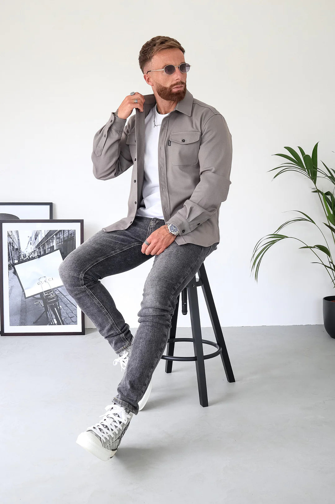 Button-Up Hemd - Brusttaschen - Langarm - Überhemd - Herrenhemd-Chaps Herrenmode