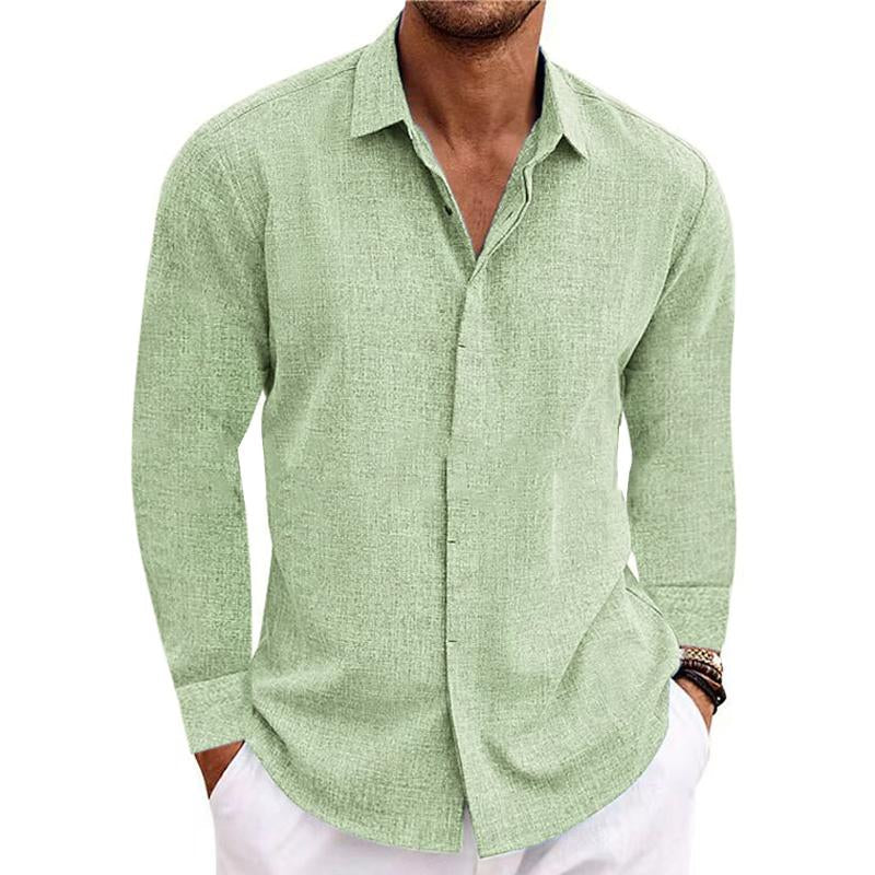 Button-Up Hemd - Langarm - Regular Fit - Hemd mit Kragen - Hemden für Männer-Grün-S-Chaps Herrenmode