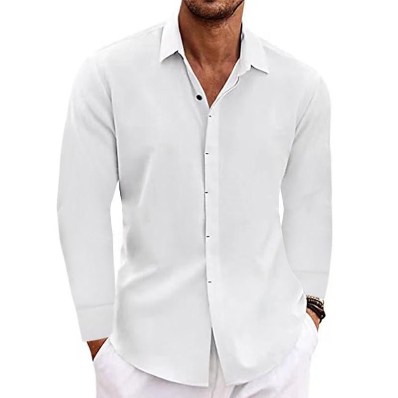 Button-Up Hemd - Langarm - Regular Fit - Hemd mit Kragen - Hemden für Männer-Weiß-S-Chaps Herrenmode
