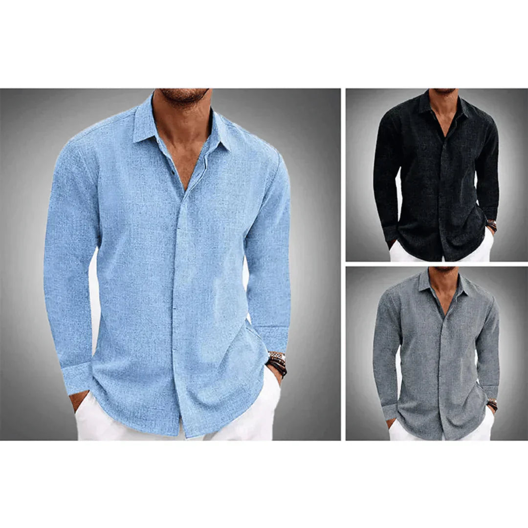Button-Up-Hemd – Langärmliges Herrenhemd aus Baumwolle und Leinen mit Kragen-Chaps Herrenmode