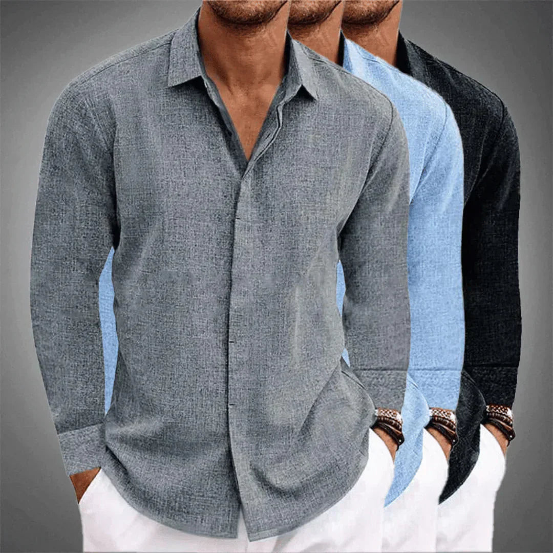 Button-Up-Hemd – Langärmliges Herrenhemd aus Baumwolle und Leinen mit Kragen-Chaps Herrenmode