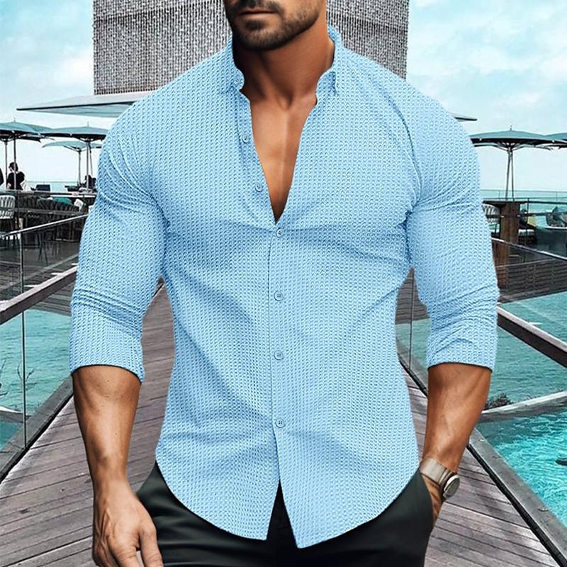 Button-Up Hemd - Slim Fit - Langarm - Polohemd - Herrenhemden-Blau-M-Chaps Herrenmode