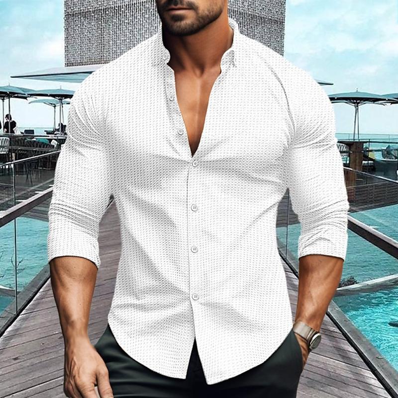 Button-Up Hemd - Slim Fit - Langarm - Polohemd - Herrenhemden-Weiß-M-Chaps Herrenmode