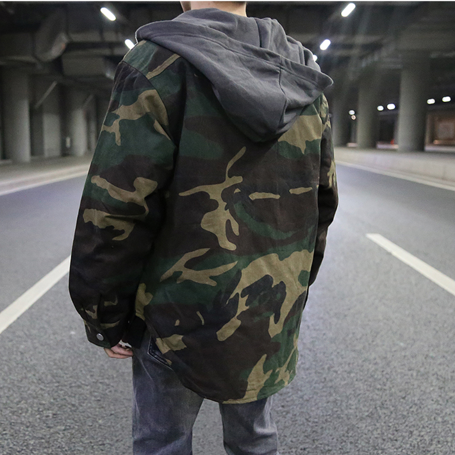 Camouflage-Jacke | Reißverschluss | Cargo | Camouflage-Kapuzenpullover | Herrenbekleidung-Chaps Herrenmode