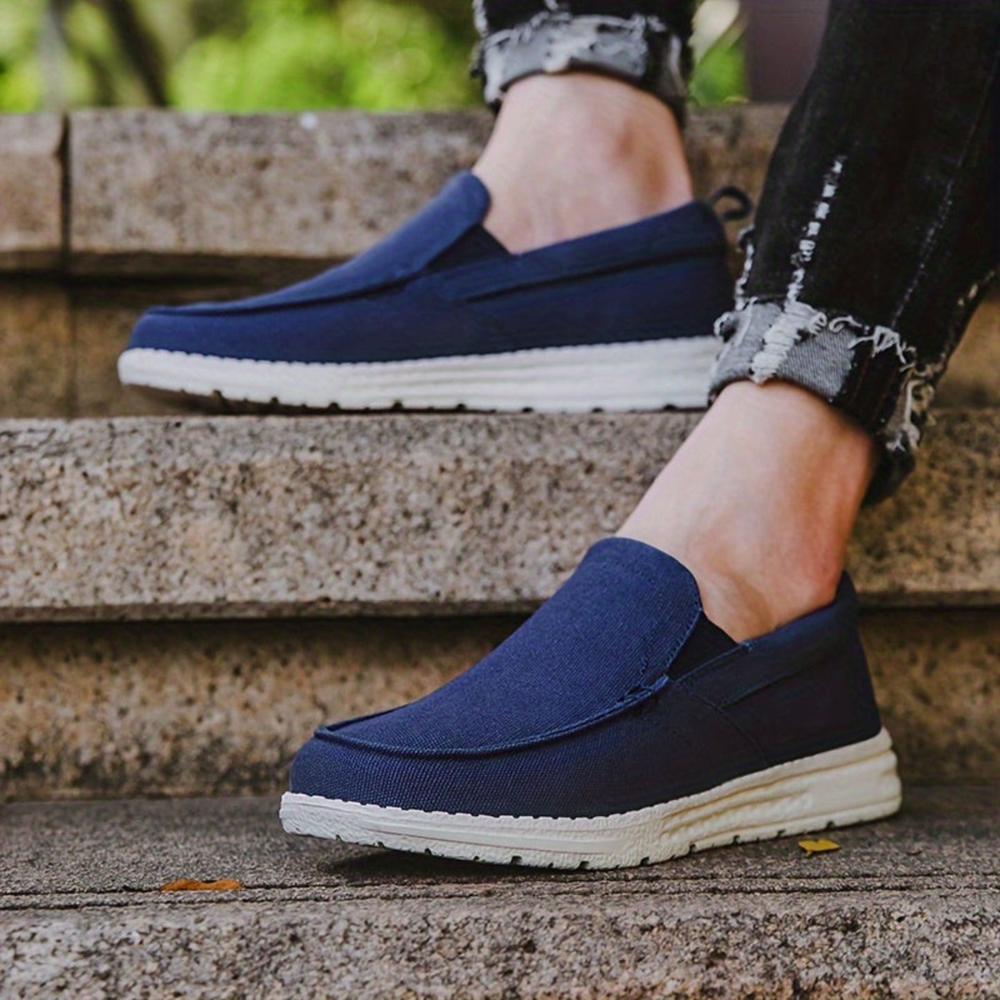 Canvas-Schuhen - Herren Orthopädische Slip-On Walking Schuhe Loafers-Dunkelblau-39-Chaps Herrenmode