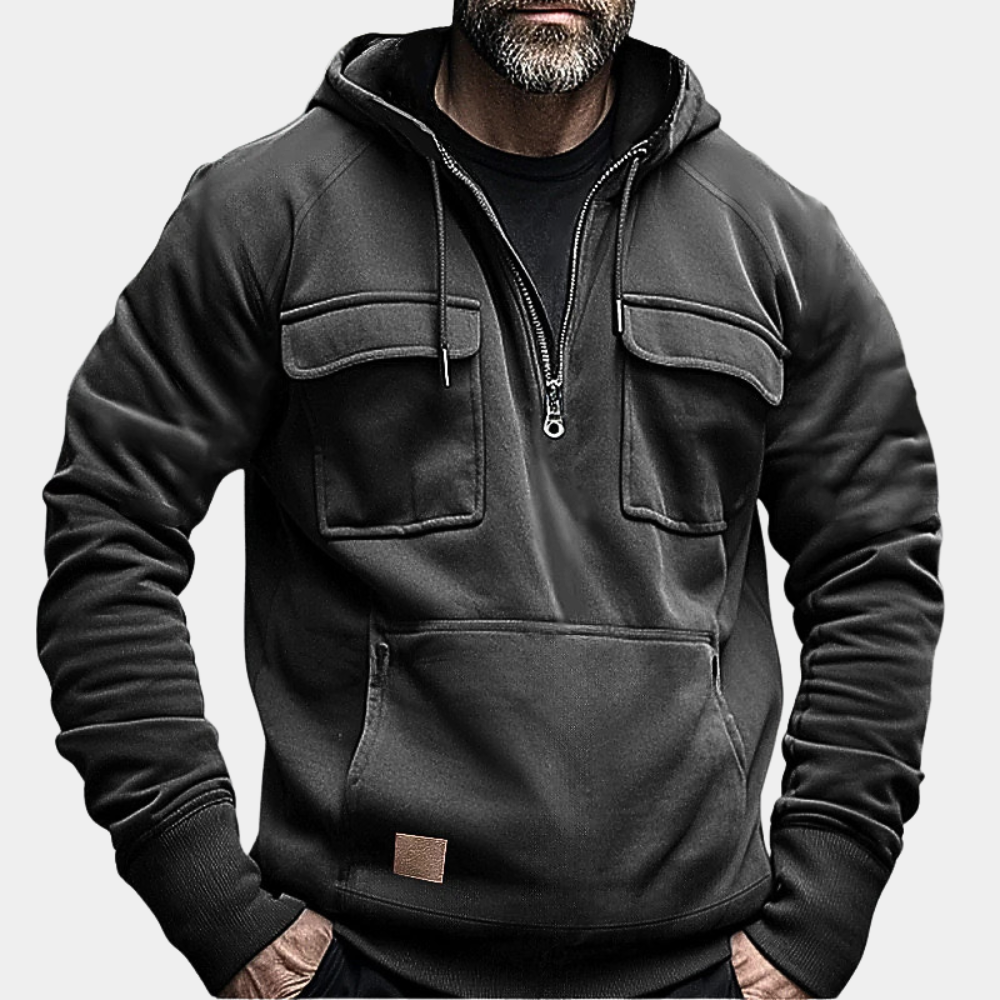 Cargo Hoodie - Halber Reißverschluss - Taschen - Pullover Hoodie - Herren Hoodie-Chaps Herrenmode