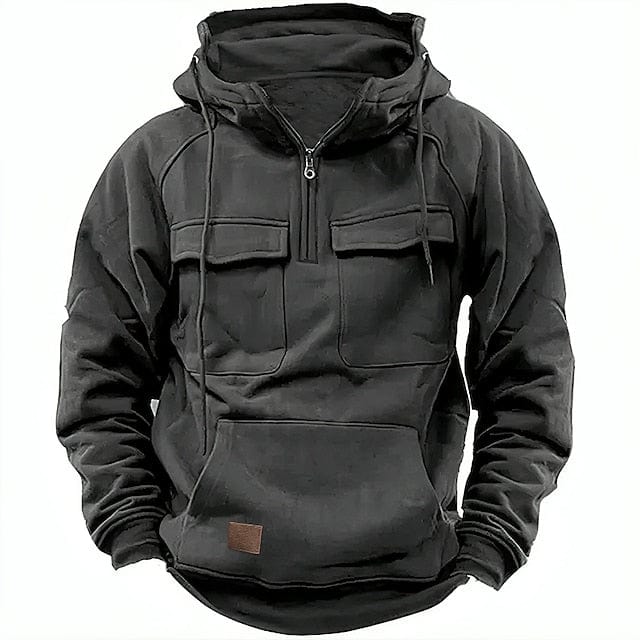 Cargo Hoodie | Kängurutasche | Winter | Pullover | Kapuzenpullover für Herren-Grau-S-Chaps Herrenmode