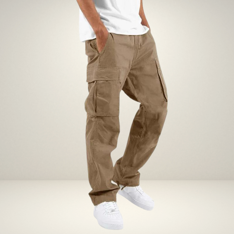 Cargo-Hose | Baumwolle | Taschen | Gerade geschnittene Hose | Herrenbekleidung-Khaki-S-Chaps Herrenmode