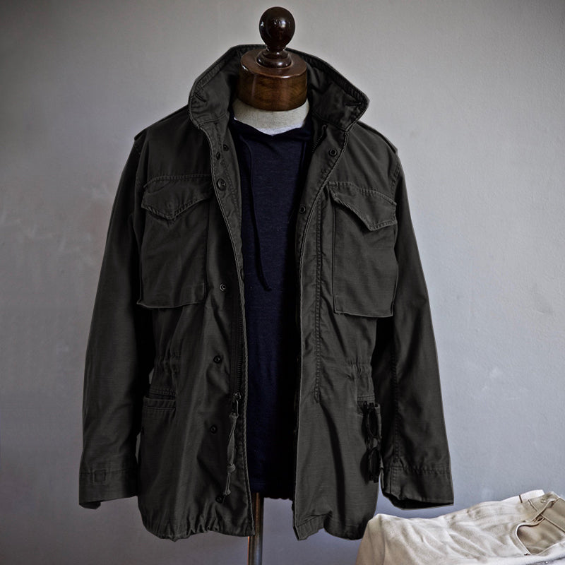 Cargo-Jacke – Leichte schwarze Jacke mit Kapuze für Männer-Schwarz-M-Chaps Herrenmode