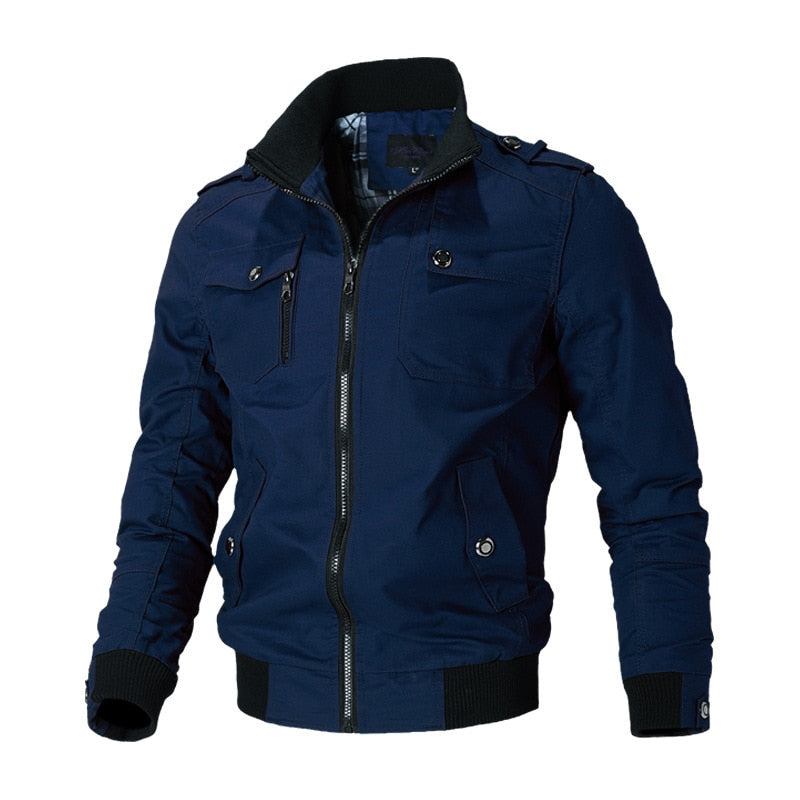 Cargo Jacke | Zip-Up | Taschen | Herren Winterjacke | Outdoor Jacke-Blau-XS-Chaps Herrenmode