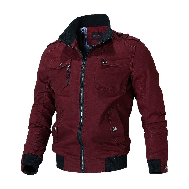 Cargo Jacke | Zip-Up | Taschen | Herren Winterjacke | Outdoor Jacke-Rot-XS-Chaps Herrenmode