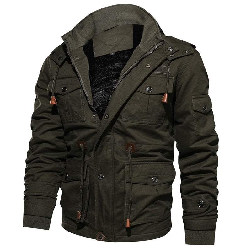 Cargo Jacket - Lässige Herrenjacke mit Kapuze und Fleece-Futter-Chaps Herrenmode