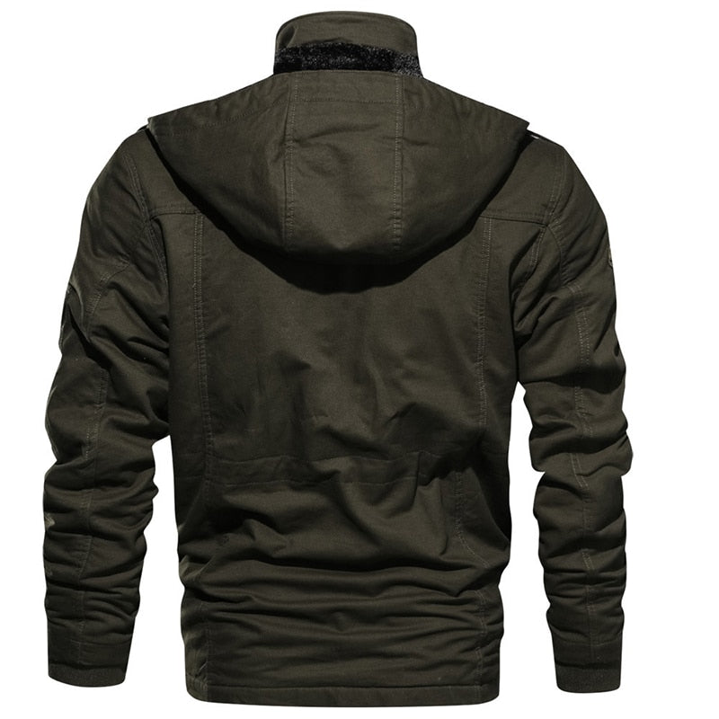 Cargo Jacket - Lässige Herrenjacke mit Kapuze und Fleece-Futter-Chaps Herrenmode