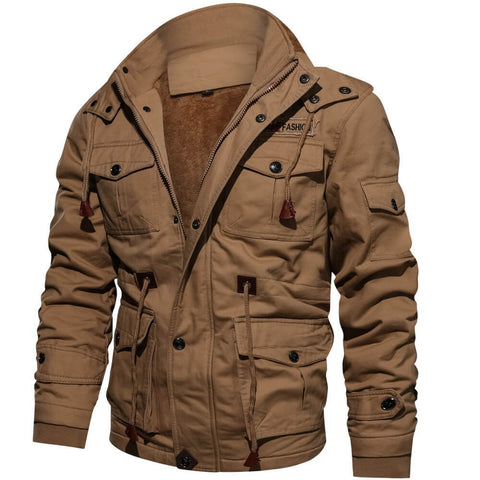 Cargo Jacket - Lässige Herrenjacke mit Kapuze und Fleece-Futter-Chaps Herrenmode