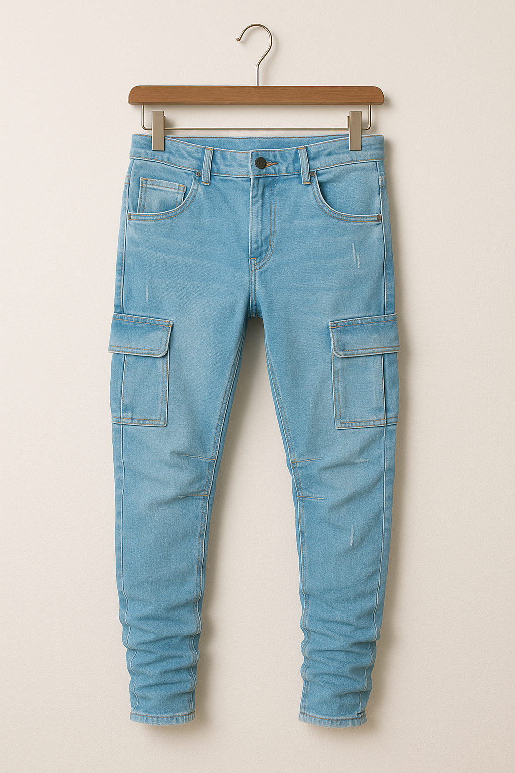 Cargo-Jeans | Dehnbar | Taschen | Skinny-Jeans | Herrenhosen-Blau-S-Chaps Herrenmode