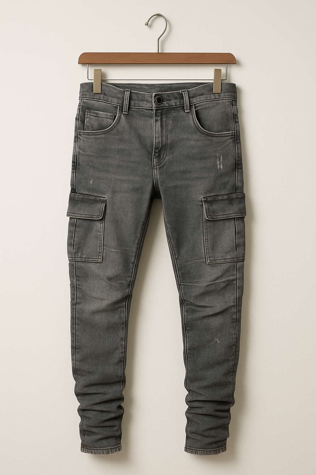 Cargo-Jeans | Dehnbar | Taschen | Skinny-Jeans | Herrenhosen-Grau-S-Chaps Herrenmode